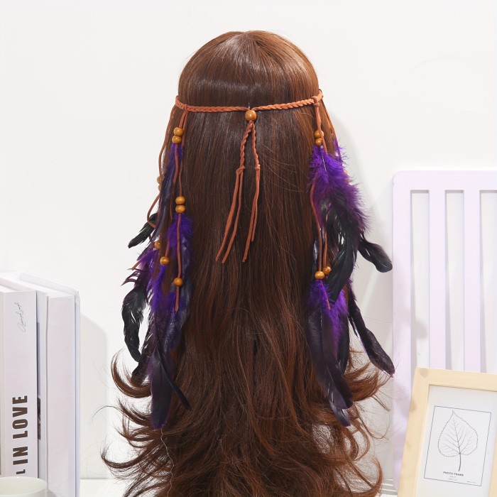 Feather Headband Gypsy Style Hair Band Indian Head Piece Handmade Feather Hair Accessories