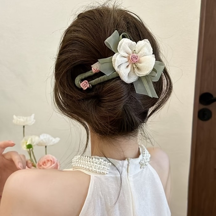 Super Fairy Mesh Flower Hairpin for Women, Sweet Forest Style Duckbill Clip