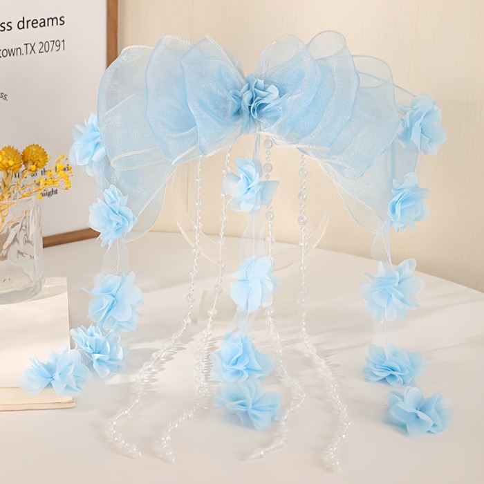 1pc Bohemian Floral Tassel Hair Clip for Women - Elegant Black Floral Design with Lace Detailing, Perfect for Parties, Daily Wear & Special Occasions, Festive Hair Accessory, Party Hair Accessory, Bohemian Style, Intricate Craftsmanship