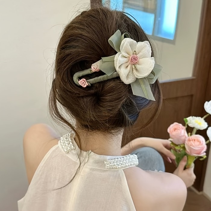 Super Fairy Mesh Flower Hairpin for Women, Sweet Forest Style Duckbill Clip