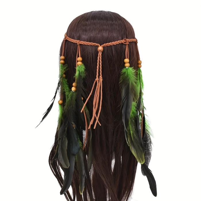 Feather Headband Gypsy Style Hair Band Indian Head Piece Handmade Feather Hair Accessories