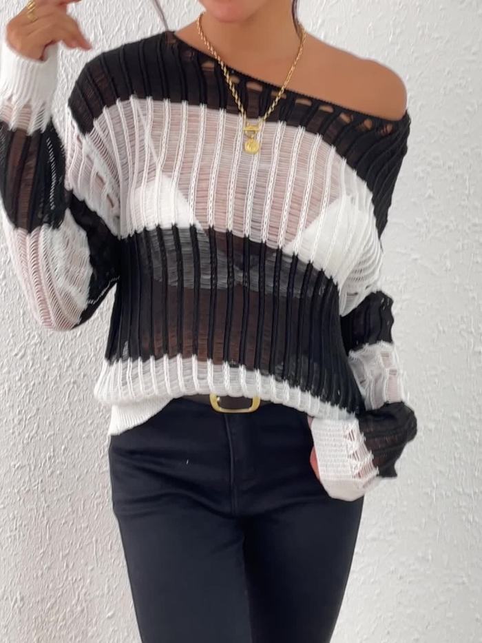Elegant Sweater Elegant Semi-Sheer Lace Pullover Sweater