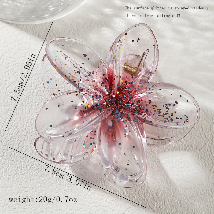 1pc Women'S Gradient Sequin Flower Large Hair Claw, Bohemian Shark Clip, Simple and Elegant, Suitable for Daily Use and Holiday Wear, Mother'S Day Gift