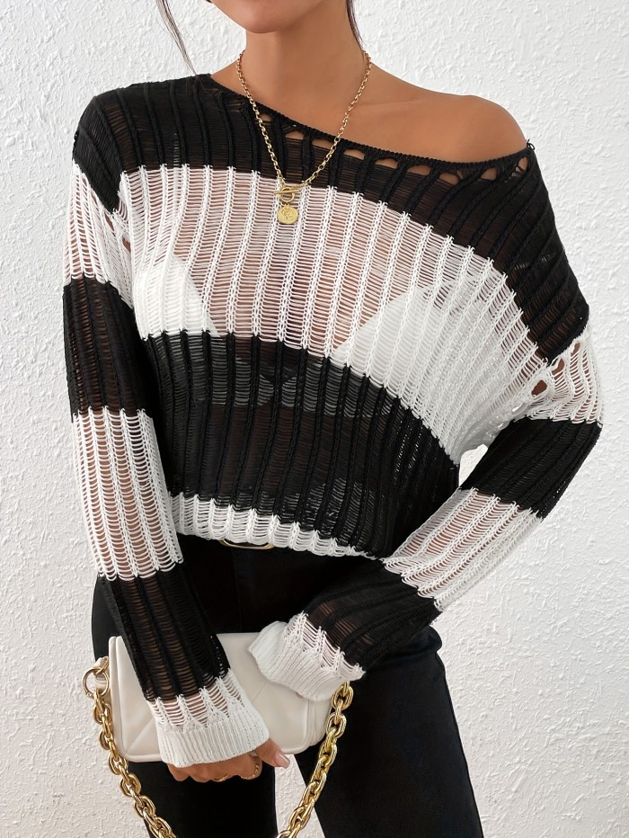 Elegant Sweater Elegant Semi-Sheer Lace Pullover Sweater