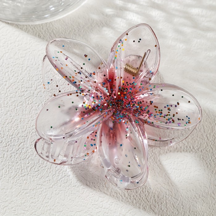 1pc Women'S Gradient Sequin Flower Large Hair Claw, Bohemian Shark Clip, Simple and Elegant, Suitable for Daily Use and Holiday Wear, Mother'S Day Gift
