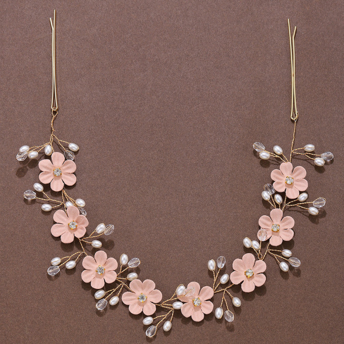 Bridal Wedding Headband - Elegant Floral Pearl accent hairband with Soft Pastel Pink Flowers, Wedding, Bridesmaid, Prom - Luxury Bridal Hair Accessories Jewelry Gift for Women, Formal Event Hairpiece, Delicate Flower Design, Highquality Accessory, Decorative Headpiece