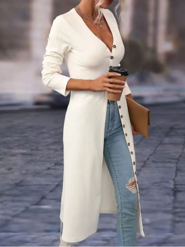 Stylish Long Sleeve Plain Front Button Lapel Collar Shirt