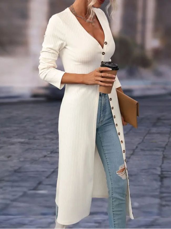 Stylish Long Sleeve Plain Front Button Lapel Collar Shirt
