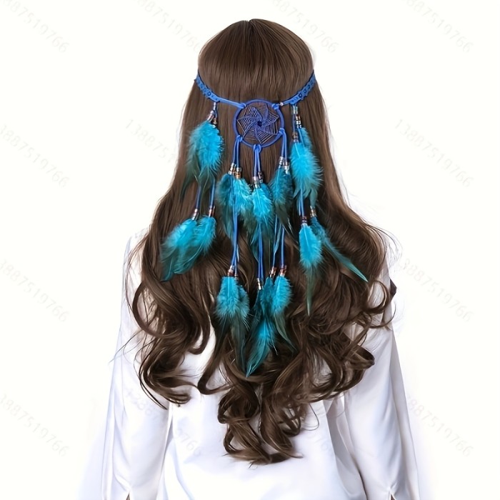 Feather Headband Gypsy Style Hair Band Indian Head Piece Handmade Feather Hair Accessories