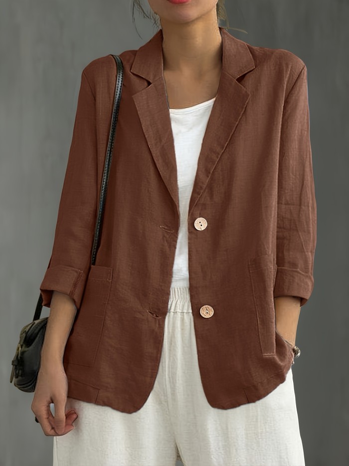 Elegant Blazer Versatile Plus Size Long-Sleeve Blazer for Women