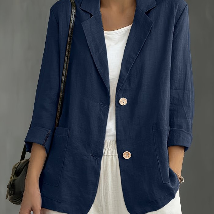 Elegant Blazer Versatile Plus Size Long-Sleeve Blazer for Women