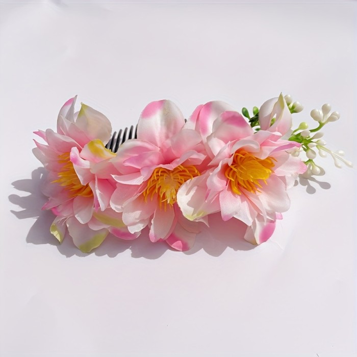Bohemian Hair Comb 1pc Multi-Color Pastel Bohemian Floral Hair Comb for Women | Lightweight Hairpin for Updos Buns & Beach Waves, Spring Summer Vacation Accessories, Beach Hair Accessory, Boho Chic Accessory, Delicate Hairpiece, Hair Accessories