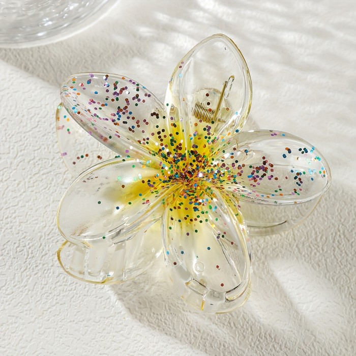 1pc Women'S Gradient Sequin Flower Large Hair Claw, Bohemian Shark Clip, Simple and Elegant, Suitable for Daily Use and Holiday Wear, Mother'S Day Gift