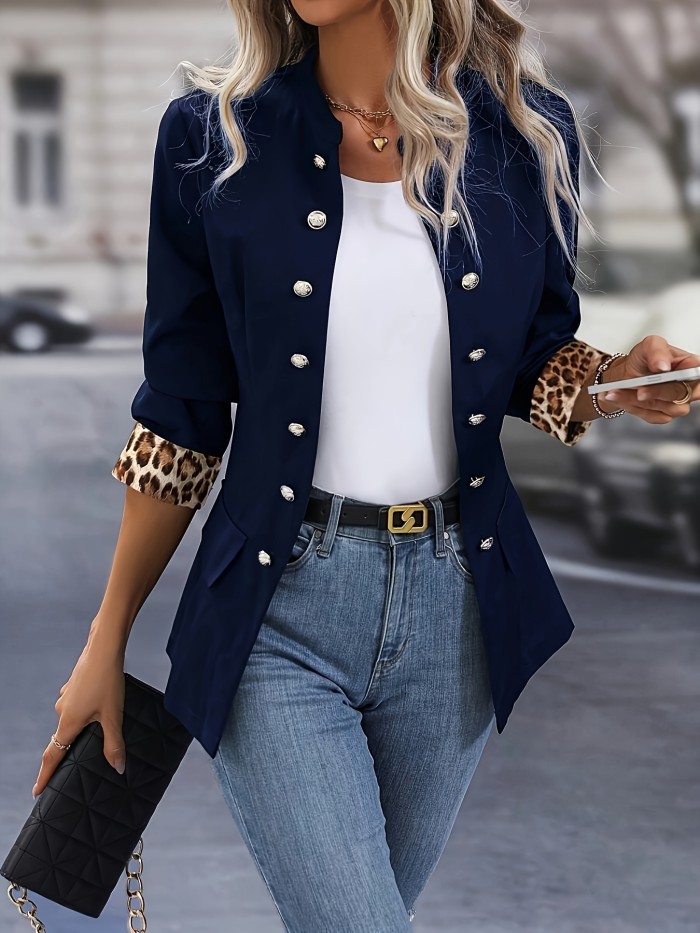 Stylish Women's Double-breasted Slimming Suit Jacket Casual Slimming Jacket Cardigan