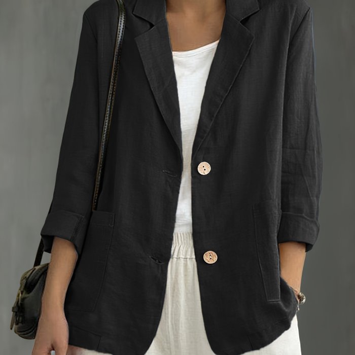 Elegant Blazer Versatile Plus Size Long-Sleeve Blazer for Women