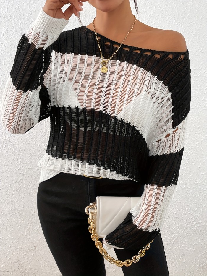 Elegant Sweater Elegant Semi-Sheer Lace Pullover Sweater