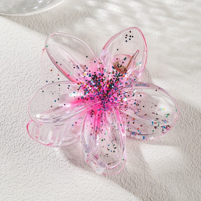 1pc Women'S Gradient Sequin Flower Large Hair Claw, Bohemian Shark Clip, Simple and Elegant, Suitable for Daily Use and Holiday Wear, Mother'S Day Gift