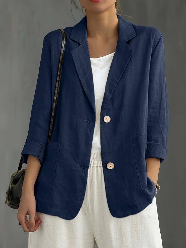 Elegant Blazer Versatile Plus Size Long-Sleeve Blazer for Women