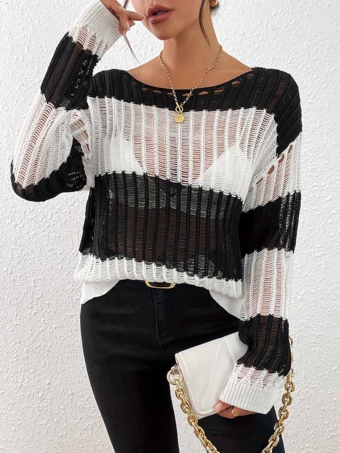 Elegant Sweater Elegant Semi-Sheer Lace Pullover Sweater