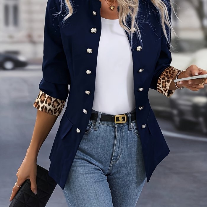 Stylish Women's Double-breasted Slimming Suit Jacket Casual Slimming Jacket Cardigan