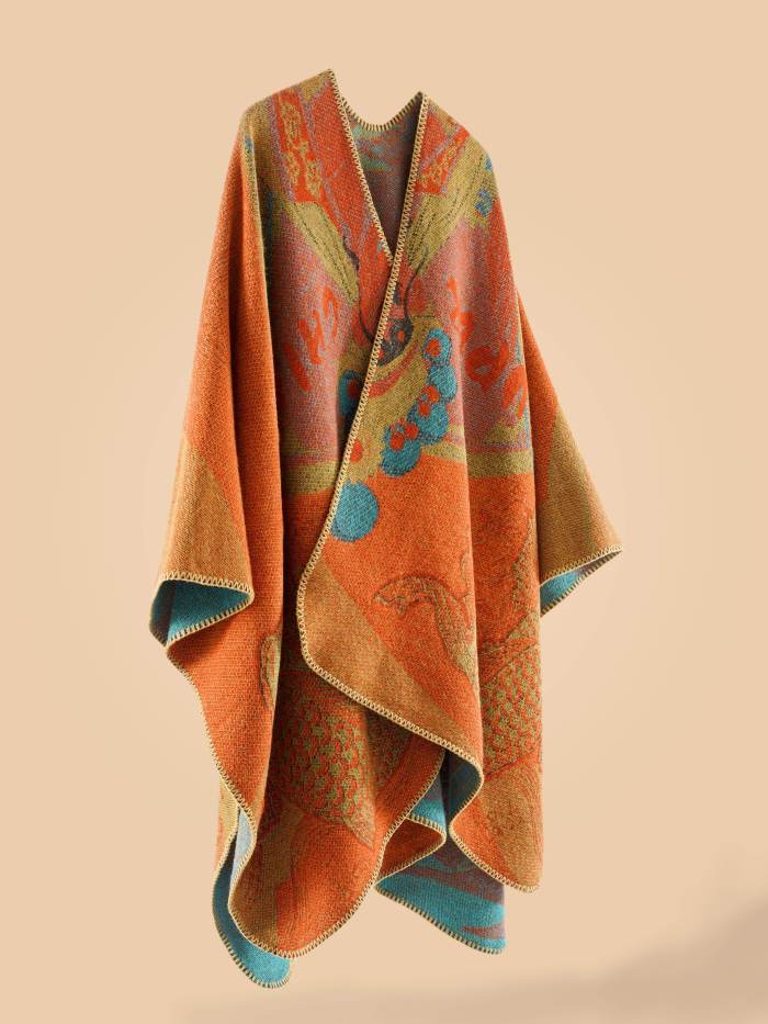 Stylish Cardigan Autumn Winter Stylish Open-Front Cardigan | Large Fish Pattern Shawl