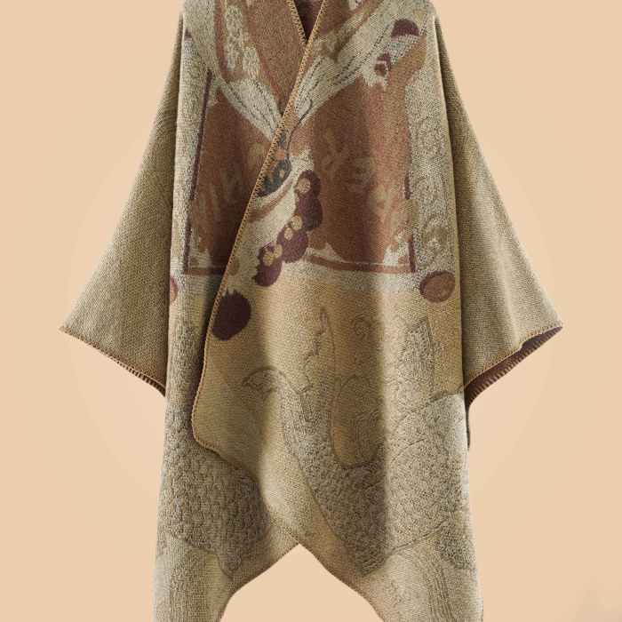 Stylish Cardigan Autumn Winter Stylish Open-Front Cardigan | Large Fish Pattern Shawl