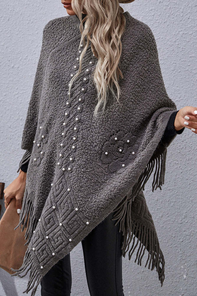 Casual Solid Tassel Rivets Asymmetrical O Neck Outerwear(4 Colors)