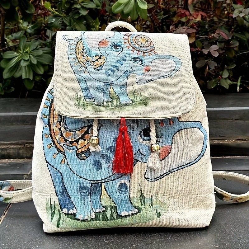 2025 New Women's Ethnic Style Golden Embroidered Floral & Butterfly Backpack - Vibrant Mixed Colors, Durable Polyester Drawstring Closure, Hand Washable Travel & Casual Daypack, Backpack for Travel, Colorful Accessory, Intricate Embroidery