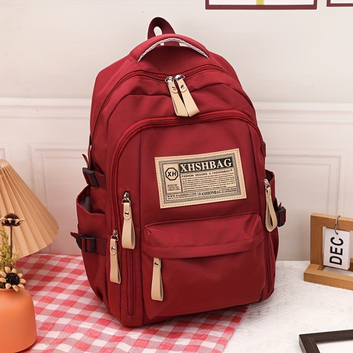 Large Capacity Backpack - Durable Nylon, Zip Closure, Polyester Lined, Hand Washable - Stylish Solid Color - For Students & Professionals - Perfect for Travel & Everyday Use