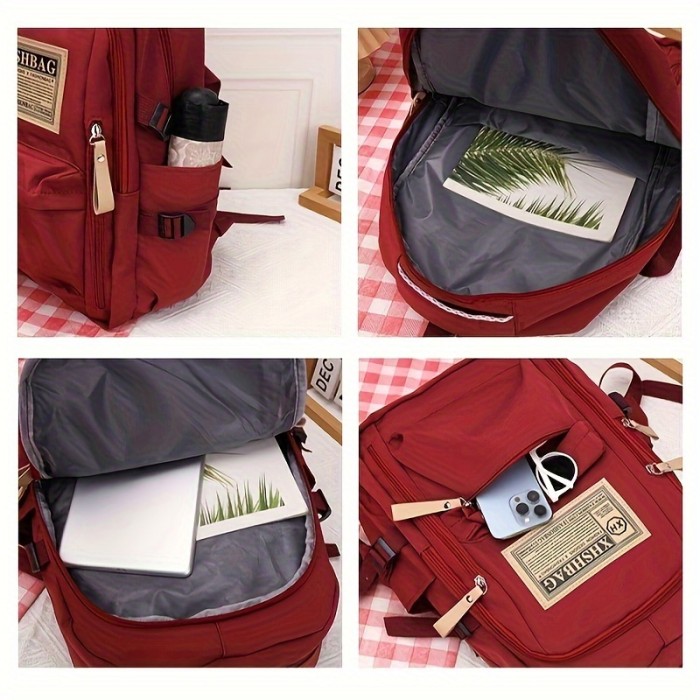 Large Capacity Backpack - Durable Nylon, Zip Closure, Polyester Lined, Hand Washable - Stylish Solid Color - For Students & Professionals - Perfect for Travel & Everyday Use