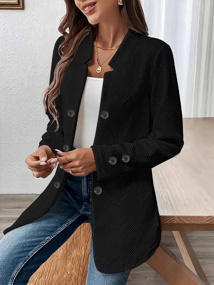 Fashion Jacket Double-Buckle Long Sleeve Jacket | New Fashion Solid Color Textured Decorative Pocket