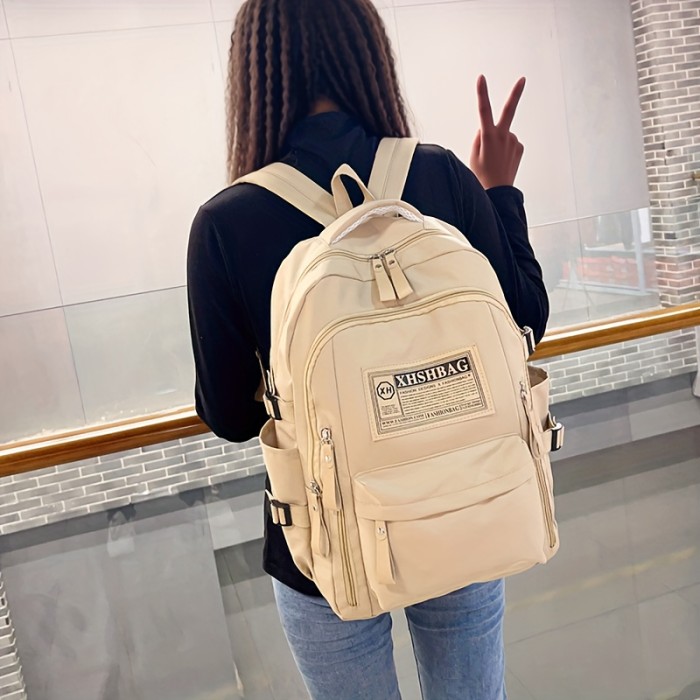 Large Capacity Backpack - Durable Nylon, Zip Closure, Polyester Lined, Hand Washable - Stylish Solid Color - For Students & Professionals - Perfect for Travel & Everyday Use