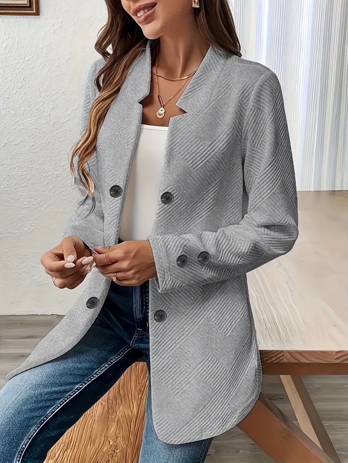Fashion Jacket Double-Buckle Long Sleeve Jacket | New Fashion Solid Color Textured Decorative Pocket