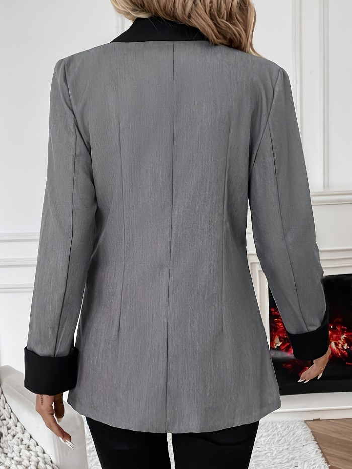 Women's Elegant Long Sleeve Solid Color Blazer