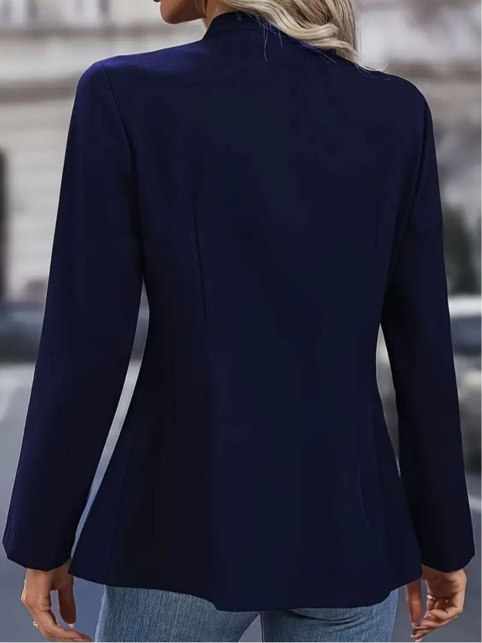 Solid Color Button Front Elegant Long Sleeve For Office Work Womens Clothing