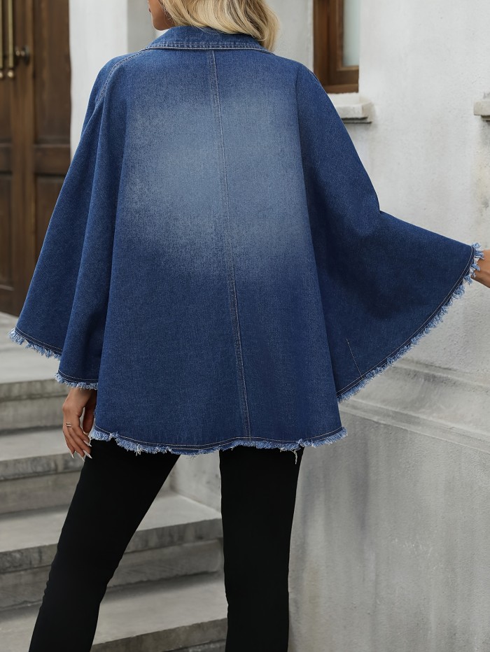 Fashionable Loose Denim Jacket Women'S Cloak Top