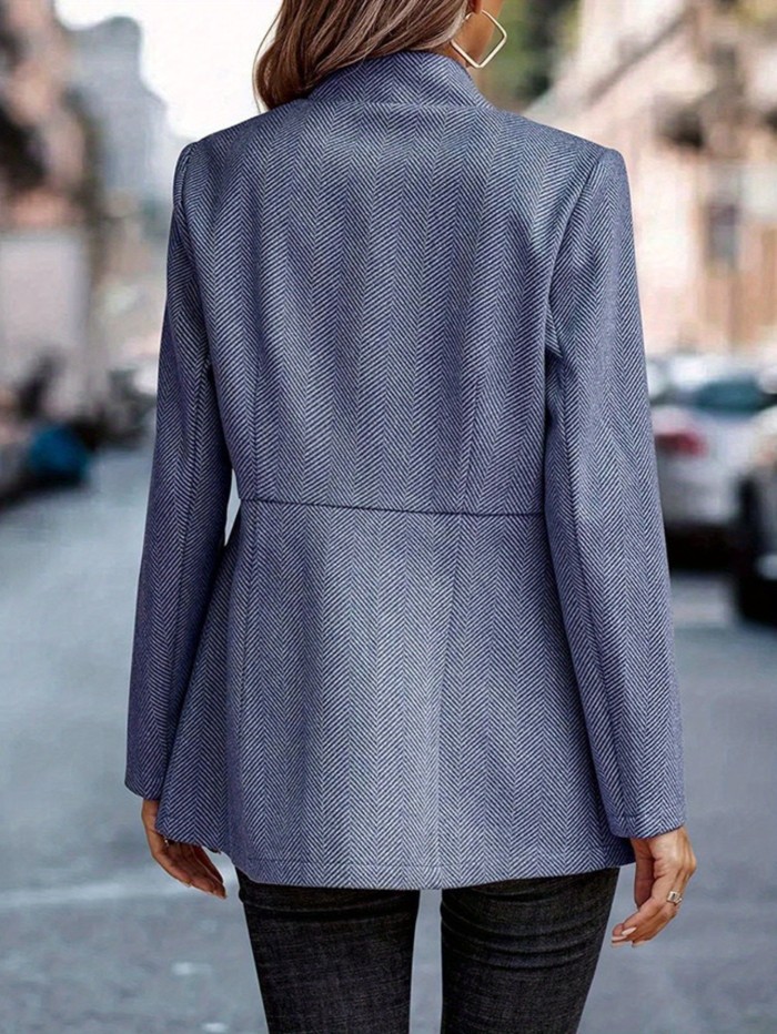 Women's Blazer Jacket - Soft Structured Long Sleeve Cardigan Coat in Elegant Solid Color