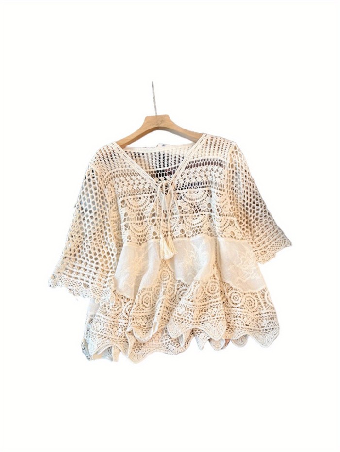 Women's Bohemian Lace-like Hollowed-Out Top
