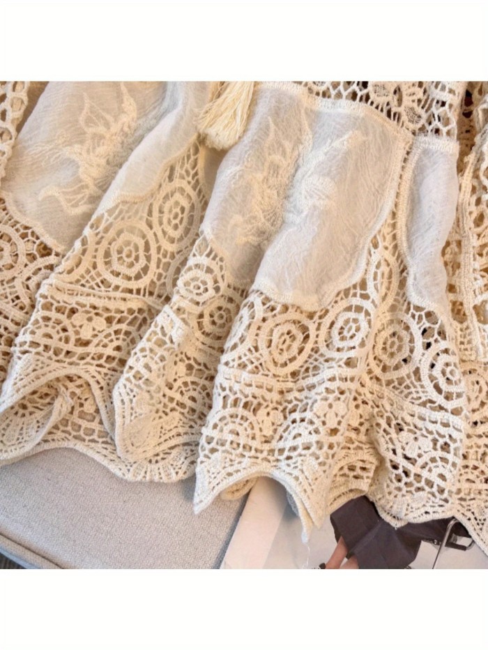 Women's Bohemian Lace-like Hollowed-Out Top