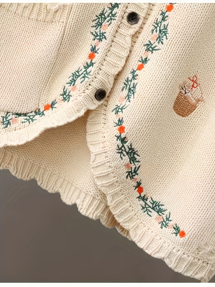 Plus Size Floral Elegant Open Front Design V-Neck Vest Sweater