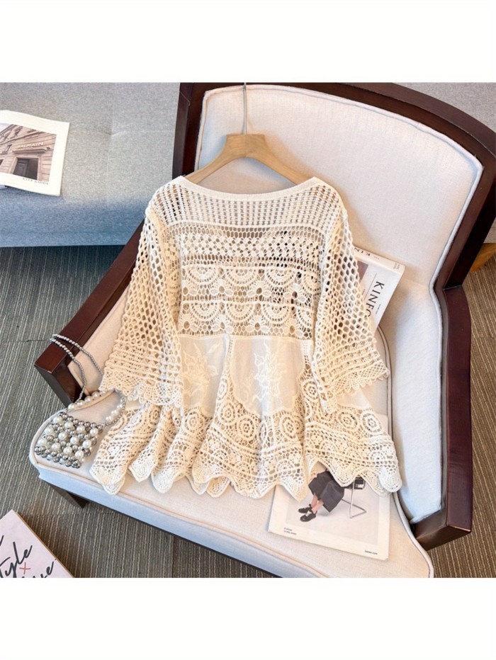 Women's Bohemian Lace-like Hollowed-Out Top