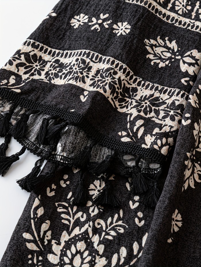 Women'S Cardigan with Unique Printed Tassels