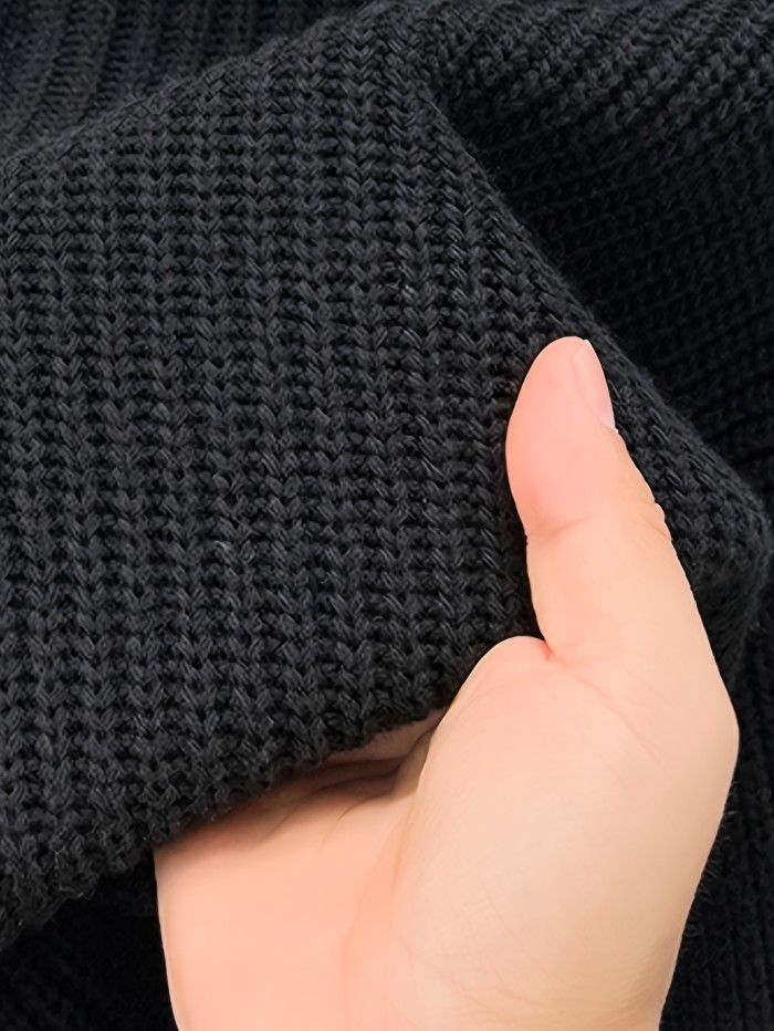 Men's Slim Fit Acrylic Blend Half-Zip Stand Collar Long Sleeve Knit Pullover Sweater