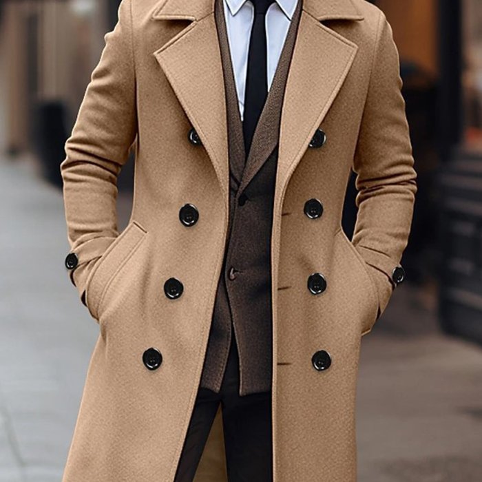Men's Double-Breasted Lapel  Formal & informal Winter Coat Jacket Outerwear