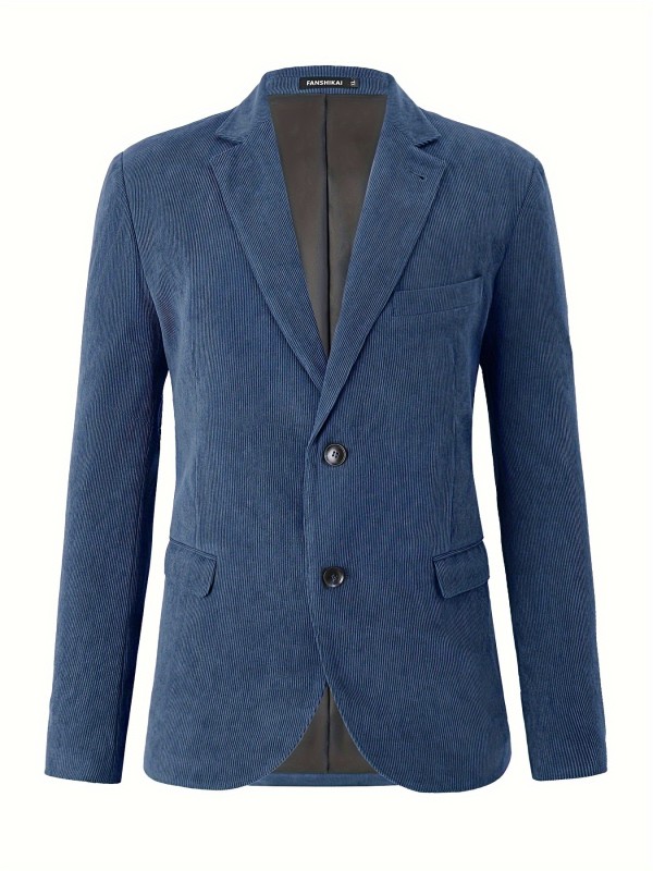 Men'S Classic Versatile Daily Temperament Gentleman Two-Button Turnover Collar Suit Jacket