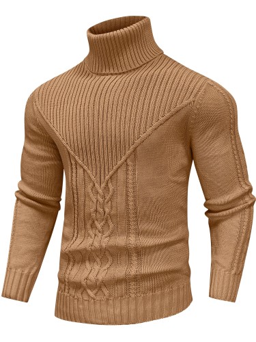 Men's Vintage Twisted Turtleneck Knit Pullover - Mature Casual, Soft & Breathable