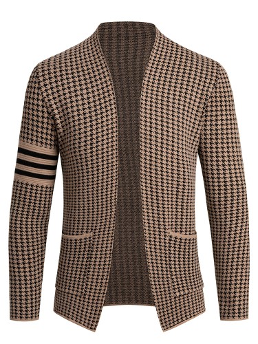 Men'S Chic Long Sleeve Urban High-Stretch Fabric Knit Cardigan Business Casual Outerwear