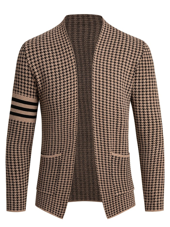 Men'S Chic Long Sleeve Urban High-Stretch Fabric Knit Cardigan Business Casual Outerwear