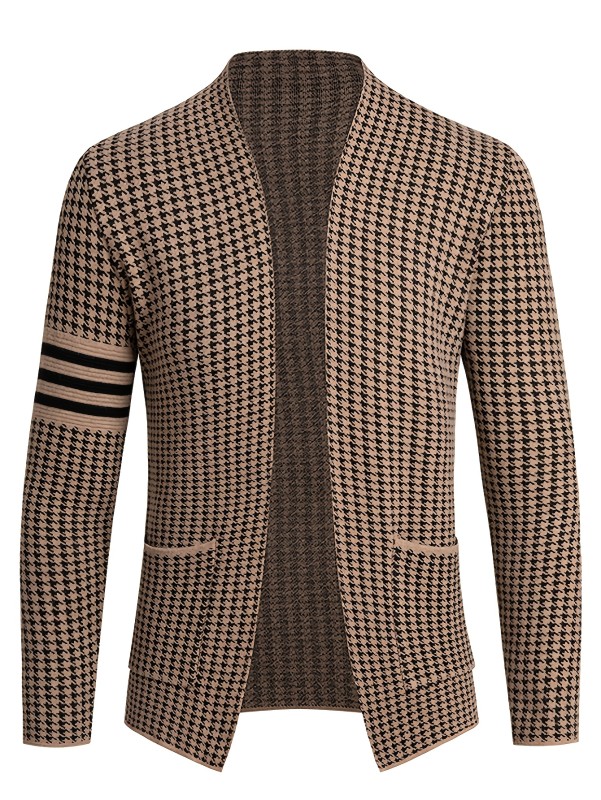Men'S Chic Long Sleeve Urban High-Stretch Fabric Knit Cardigan Business Casual Outerwear