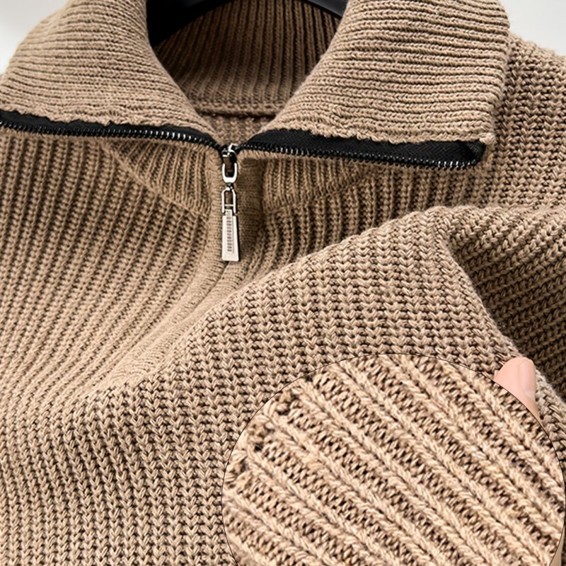 Men's Slim Fit Acrylic Blend Half-Zip Stand Collar Long Sleeve Knit Pullover Sweater
